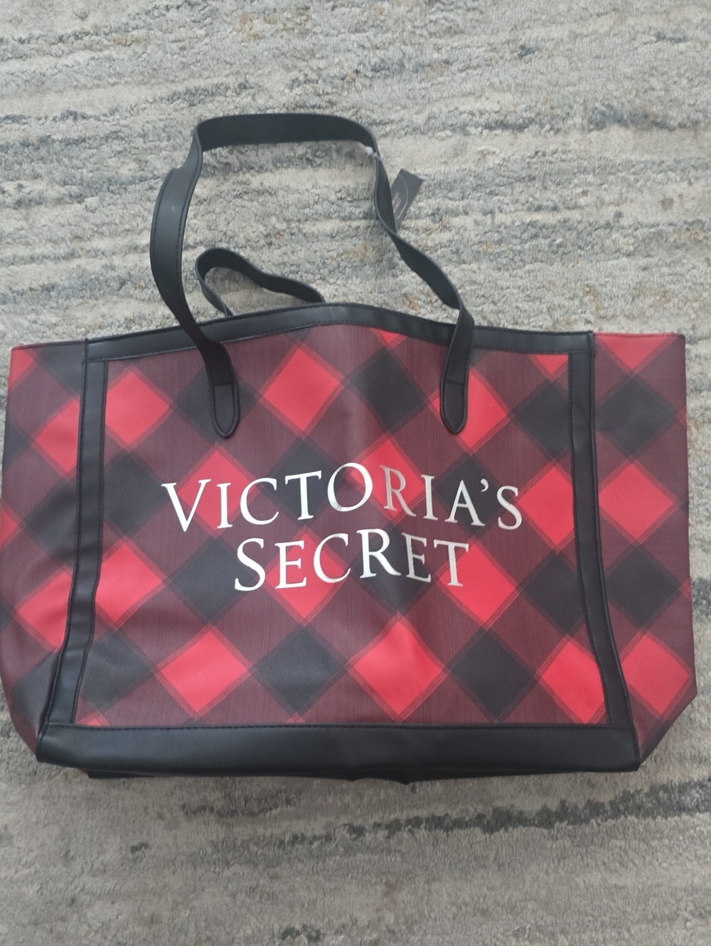 Victoria's Secret Red and Black Plaid Tote